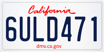 CA license plate 6ULD471