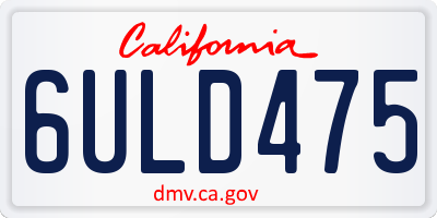 CA license plate 6ULD475
