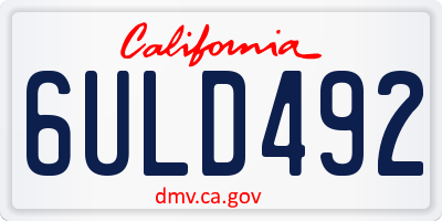 CA license plate 6ULD492