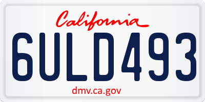 CA license plate 6ULD493
