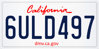 CA license plate 6ULD497