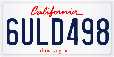 CA license plate 6ULD498