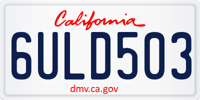CA license plate 6ULD503