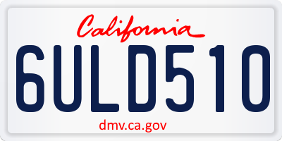 CA license plate 6ULD510