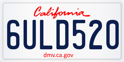 CA license plate 6ULD520