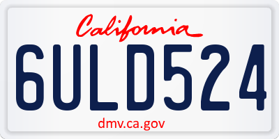 CA license plate 6ULD524