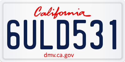 CA license plate 6ULD531