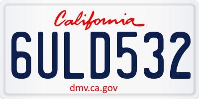 CA license plate 6ULD532