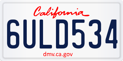 CA license plate 6ULD534