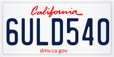 CA license plate 6ULD540