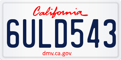 CA license plate 6ULD543