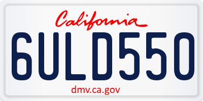 CA license plate 6ULD550