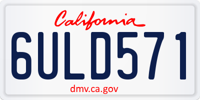 CA license plate 6ULD571