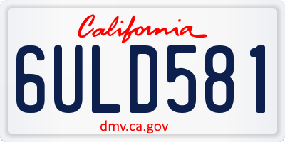 CA license plate 6ULD581