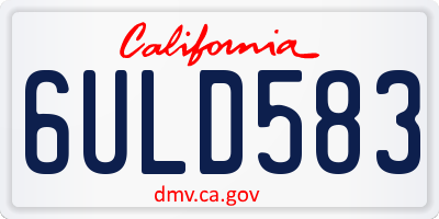 CA license plate 6ULD583