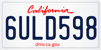 CA license plate 6ULD598