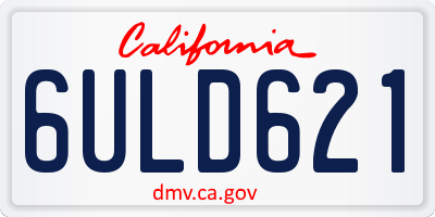 CA license plate 6ULD621