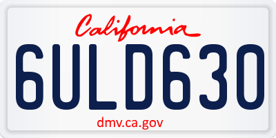CA license plate 6ULD630