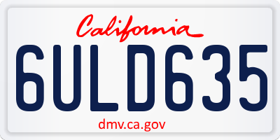 CA license plate 6ULD635
