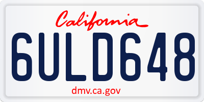 CA license plate 6ULD648