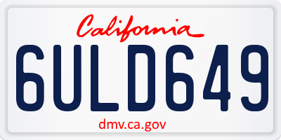 CA license plate 6ULD649