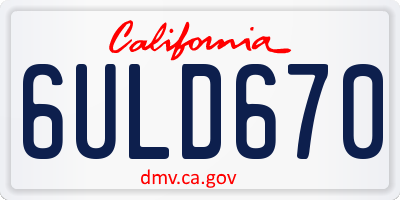 CA license plate 6ULD670