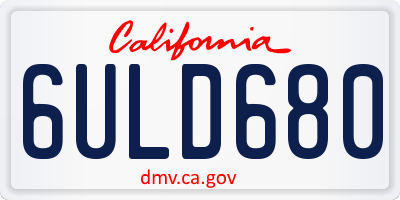CA license plate 6ULD680