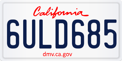 CA license plate 6ULD685