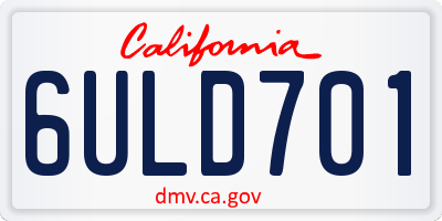 CA license plate 6ULD701