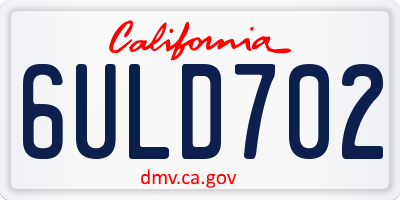 CA license plate 6ULD702