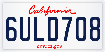 CA license plate 6ULD708