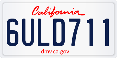 CA license plate 6ULD711