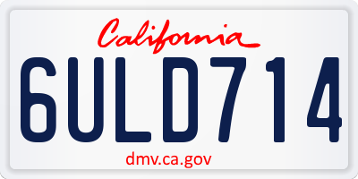 CA license plate 6ULD714