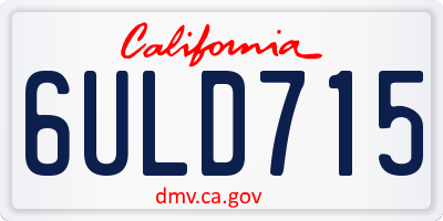 CA license plate 6ULD715