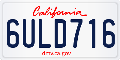 CA license plate 6ULD716
