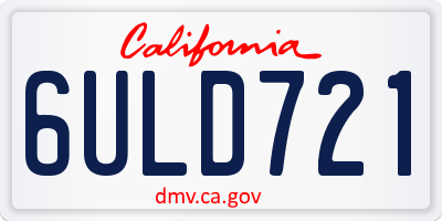 CA license plate 6ULD721