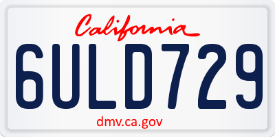 CA license plate 6ULD729