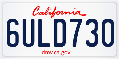 CA license plate 6ULD730