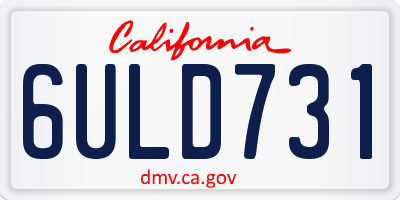 CA license plate 6ULD731