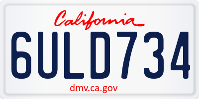 CA license plate 6ULD734