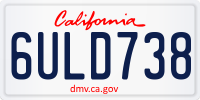CA license plate 6ULD738