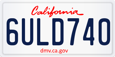 CA license plate 6ULD740