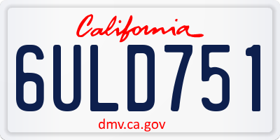 CA license plate 6ULD751