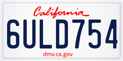 CA license plate 6ULD754
