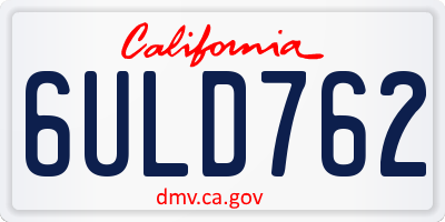 CA license plate 6ULD762