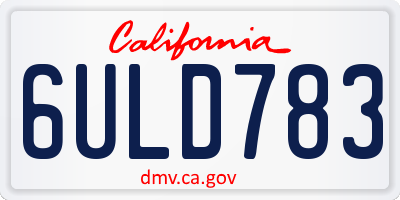 CA license plate 6ULD783
