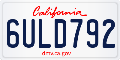 CA license plate 6ULD792