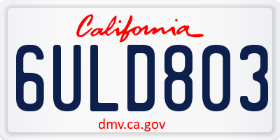 CA license plate 6ULD803