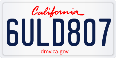 CA license plate 6ULD807
