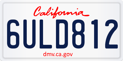 CA license plate 6ULD812